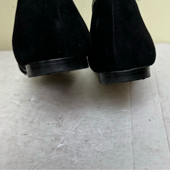 Brian Atwood Sanaa Suede Leather Lace Up Ballet Flats Shoes Pointy Toes Black - Picture 11 of 16